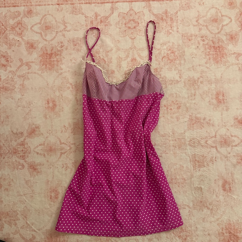 Moschino Fuchsia and White Polka Dot Chemise